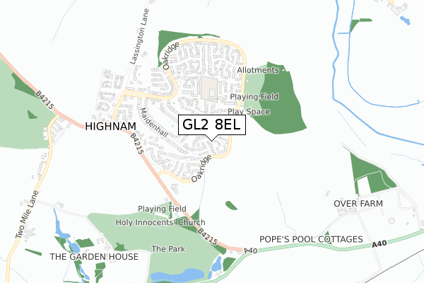 GL2 8EL map - small scale - OS Open Zoomstack (Ordnance Survey)