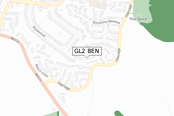 GL2 8EN map - large scale - OS Open Zoomstack (Ordnance Survey)