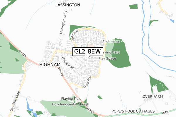 GL2 8EW map - small scale - OS Open Zoomstack (Ordnance Survey)