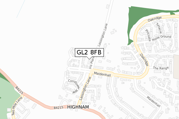 GL2 8FB map - large scale - OS Open Zoomstack (Ordnance Survey)