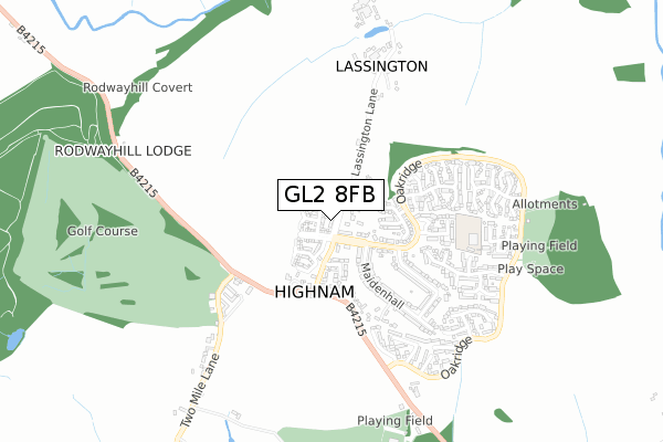 GL2 8FB map - small scale - OS Open Zoomstack (Ordnance Survey)