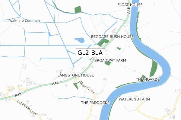 GL2 8LA map - small scale - OS Open Zoomstack (Ordnance Survey)