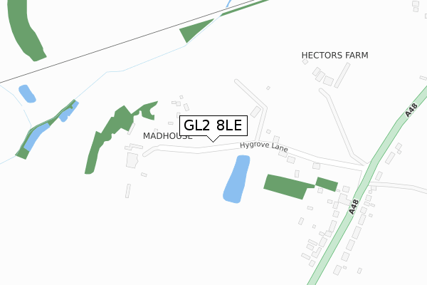 GL2 8LE map - large scale - OS Open Zoomstack (Ordnance Survey)