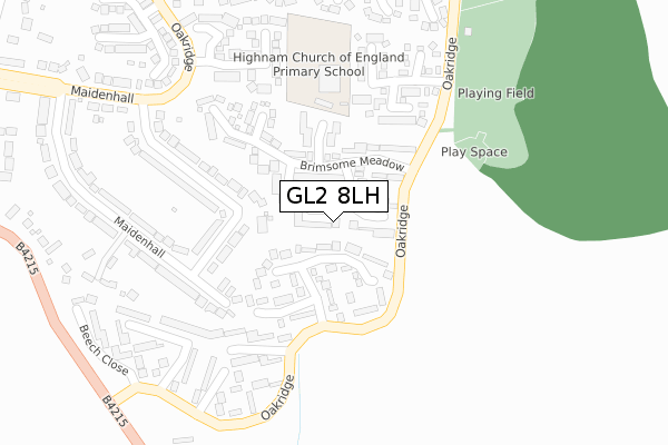 GL2 8LH map - large scale - OS Open Zoomstack (Ordnance Survey)