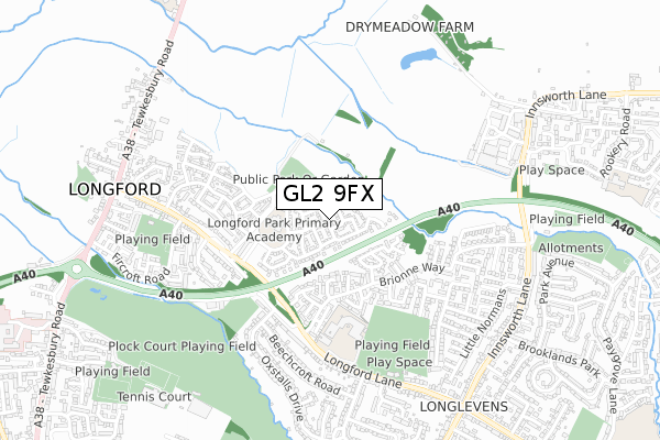 GL2 9FX map - small scale - OS Open Zoomstack (Ordnance Survey)