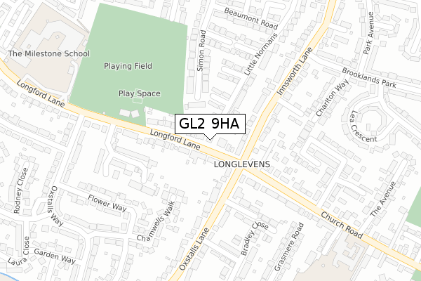 GL2 9HA map - large scale - OS Open Zoomstack (Ordnance Survey)