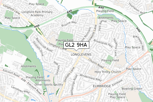 GL2 9HA map - small scale - OS Open Zoomstack (Ordnance Survey)