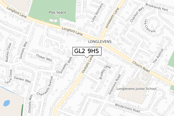 GL2 9HS map - large scale - OS Open Zoomstack (Ordnance Survey)