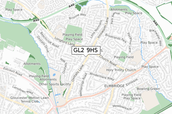 GL2 9HS map - small scale - OS Open Zoomstack (Ordnance Survey)