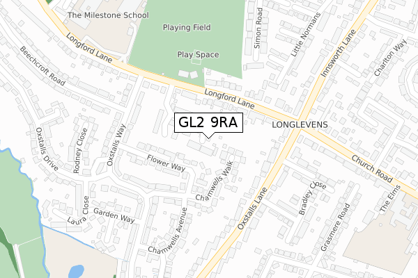 GL2 9RA map - large scale - OS Open Zoomstack (Ordnance Survey)