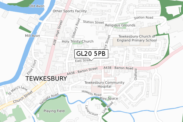 GL20 5PB map - large scale - OS Open Zoomstack (Ordnance Survey)