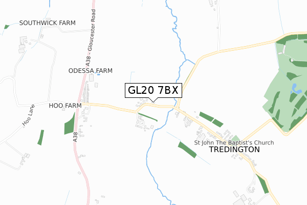 GL20 7BX map - small scale - OS Open Zoomstack (Ordnance Survey)