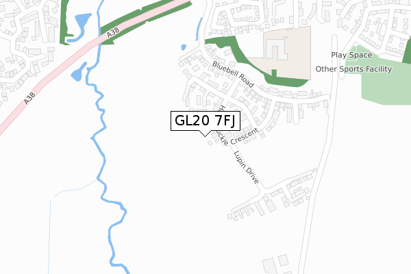 GL20 7FJ map - large scale - OS Open Zoomstack (Ordnance Survey)