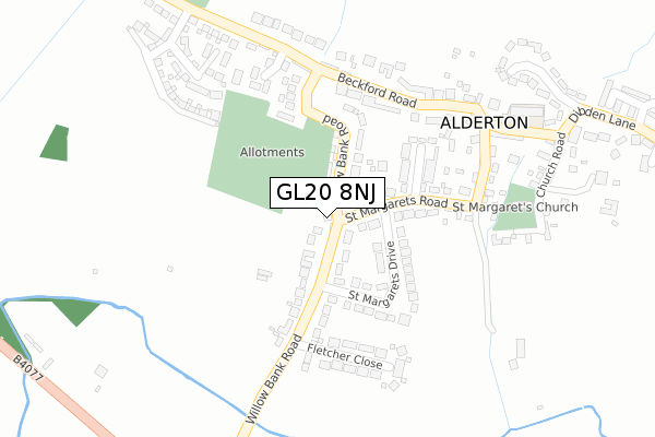 GL20 8NJ map - large scale - OS Open Zoomstack (Ordnance Survey)