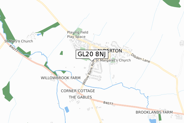 GL20 8NJ map - small scale - OS Open Zoomstack (Ordnance Survey)