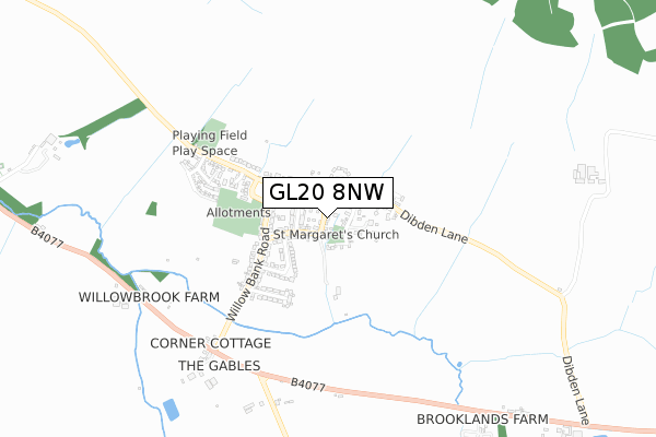 GL20 8NW map - small scale - OS Open Zoomstack (Ordnance Survey)