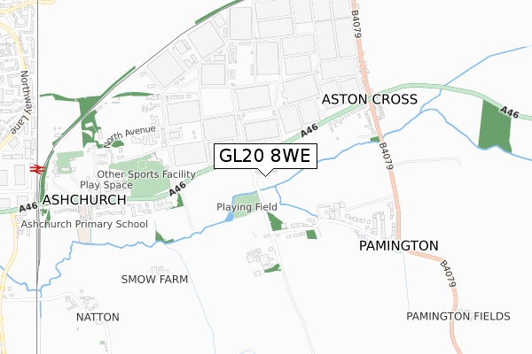 GL20 8WE map - small scale - OS Open Zoomstack (Ordnance Survey)