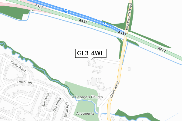 GL3 4WL map - large scale - OS Open Zoomstack (Ordnance Survey)