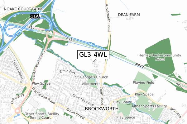 GL3 4WL map - small scale - OS Open Zoomstack (Ordnance Survey)