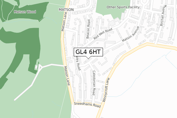 GL4 6HT map - large scale - OS Open Zoomstack (Ordnance Survey)