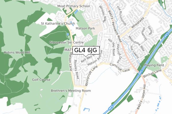 GL4 6JG map - small scale - OS Open Zoomstack (Ordnance Survey)