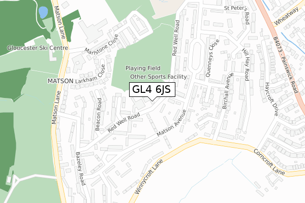 GL4 6JS map - large scale - OS Open Zoomstack (Ordnance Survey)