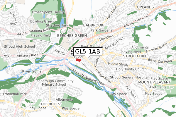 GL5 1AB map - small scale - OS Open Zoomstack (Ordnance Survey)