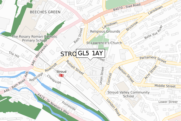 GL5 1AY map - large scale - OS Open Zoomstack (Ordnance Survey)