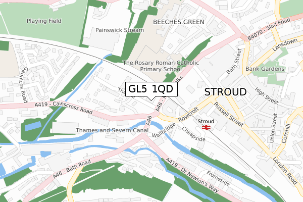 GL5 1QD map - large scale - OS Open Zoomstack (Ordnance Survey)