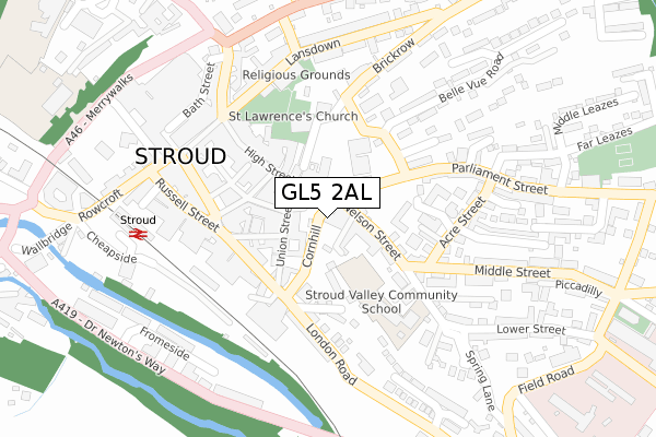 GL5 2AL map - large scale - OS Open Zoomstack (Ordnance Survey)