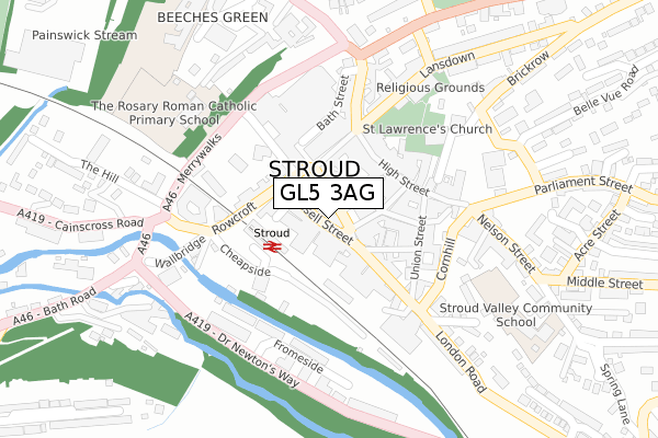 GL5 3AG map - large scale - OS Open Zoomstack (Ordnance Survey)