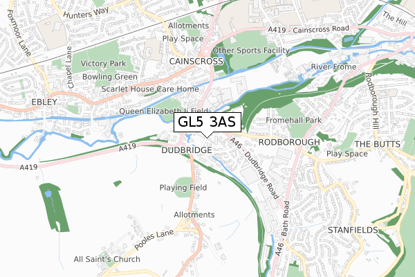 GL5 3AS map - small scale - OS Open Zoomstack (Ordnance Survey)