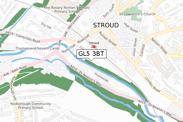 GL5 3BT map - large scale - OS Open Zoomstack (Ordnance Survey)