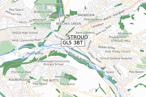 GL5 3BT map - small scale - OS Open Zoomstack (Ordnance Survey)