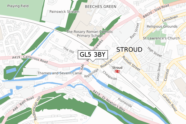 GL5 3BY map - large scale - OS Open Zoomstack (Ordnance Survey)