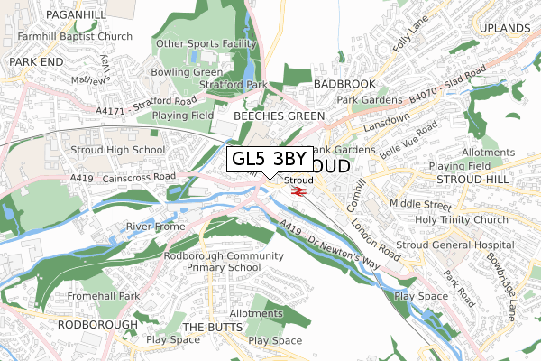 GL5 3BY map - small scale - OS Open Zoomstack (Ordnance Survey)