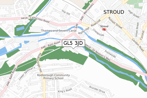 GL5 3JD map - large scale - OS Open Zoomstack (Ordnance Survey)