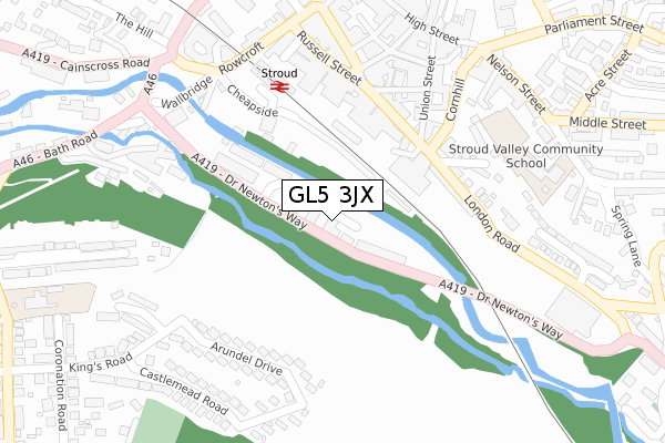 GL5 3JX map - large scale - OS Open Zoomstack (Ordnance Survey)