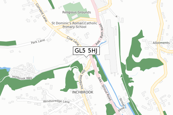GL5 5HJ map - large scale - OS Open Zoomstack (Ordnance Survey)