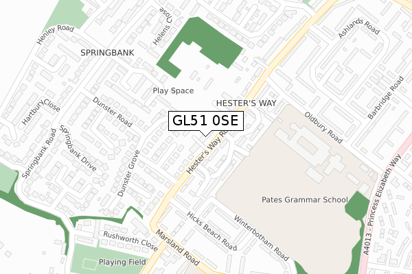 GL51 0SE map - large scale - OS Open Zoomstack (Ordnance Survey)