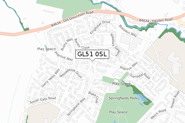 GL51 0SL map - large scale - OS Open Zoomstack (Ordnance Survey)