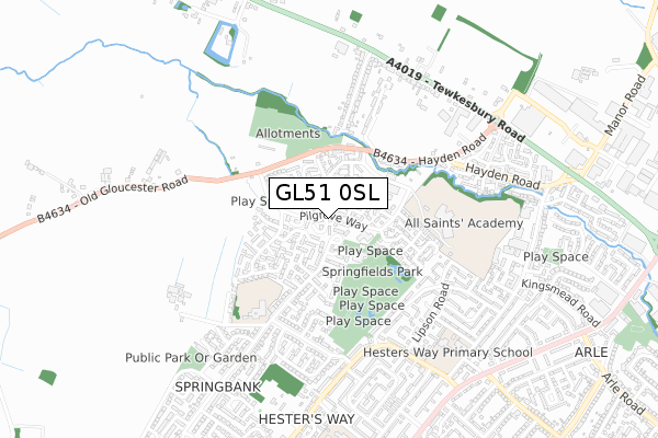 GL51 0SL map - small scale - OS Open Zoomstack (Ordnance Survey)