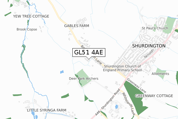 GL51 4AE map - small scale - OS Open Zoomstack (Ordnance Survey)