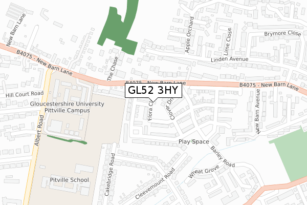 GL52 3HY map - large scale - OS Open Zoomstack (Ordnance Survey)
