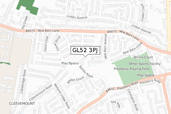 GL52 3PJ map - large scale - OS Open Zoomstack (Ordnance Survey)