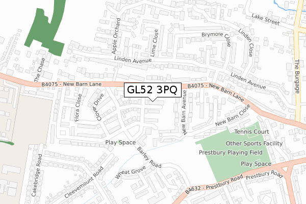 GL52 3PQ map - large scale - OS Open Zoomstack (Ordnance Survey)