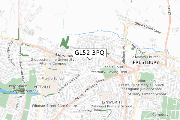 GL52 3PQ map - small scale - OS Open Zoomstack (Ordnance Survey)