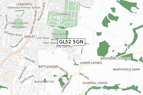 GL52 5GN map - small scale - OS Open Zoomstack (Ordnance Survey) GL52 5GN map - small scale - OS Open Zoomstack (Ordnance Survey)