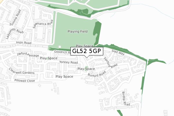 GL52 5GP map - large scale - OS Open Zoomstack (Ordnance Survey)