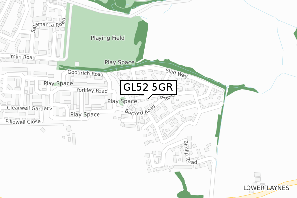 GL52 5GR map - large scale - OS Open Zoomstack (Ordnance Survey) GL52 5GR map - large scale - OS Open Zoomstack (Ordnance Survey)
